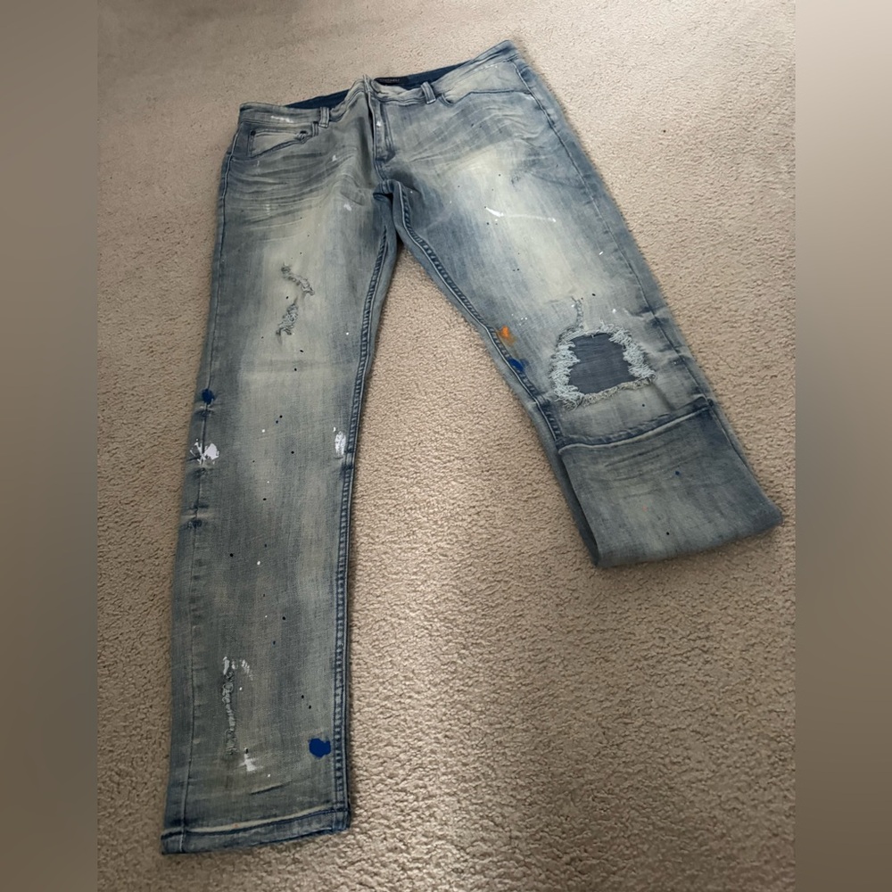 Light Blue Distressed Men's Jeans